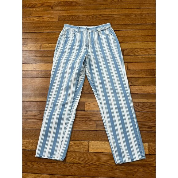 American Eagle Outfitters Denim - American Eagle The Mom Jeans Pinstriped Women's Size 8 High Rise Straight Leg